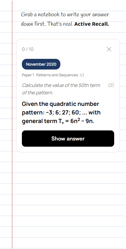 Flashcard page
