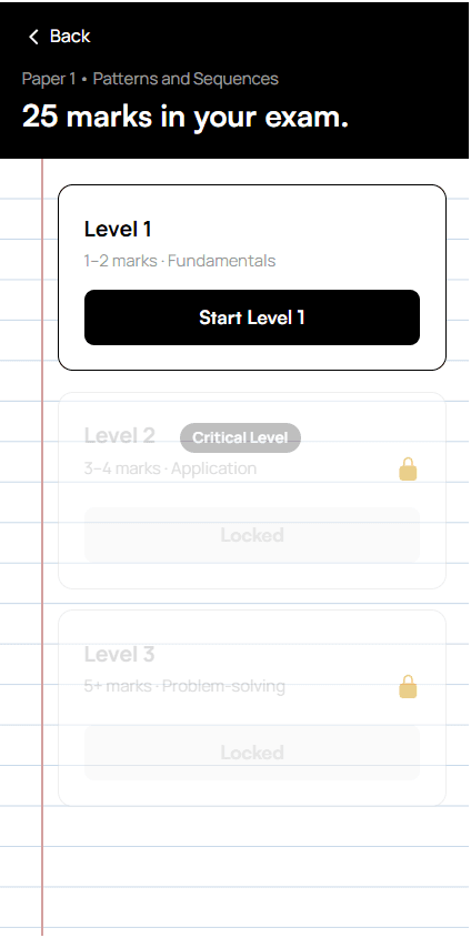 Levels selection page